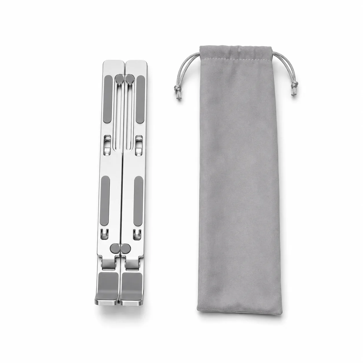 SpineUp Essential plateado junto a su funda de guardado