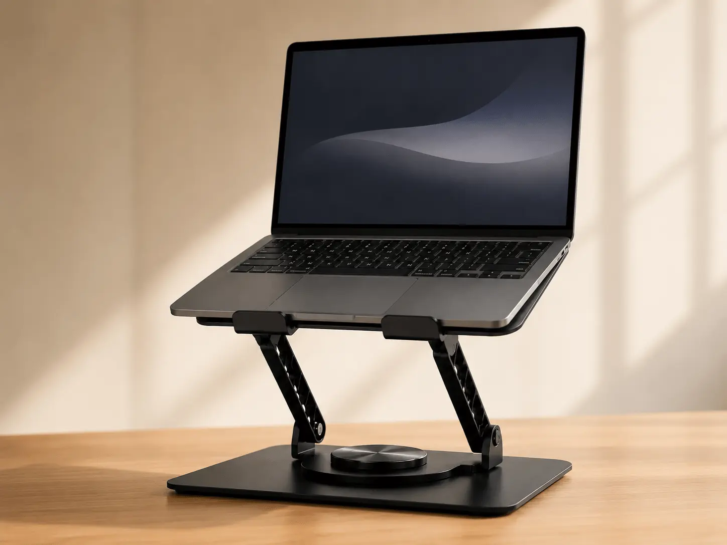 SpineUp Pro elevando una notebook sobre el escritorio