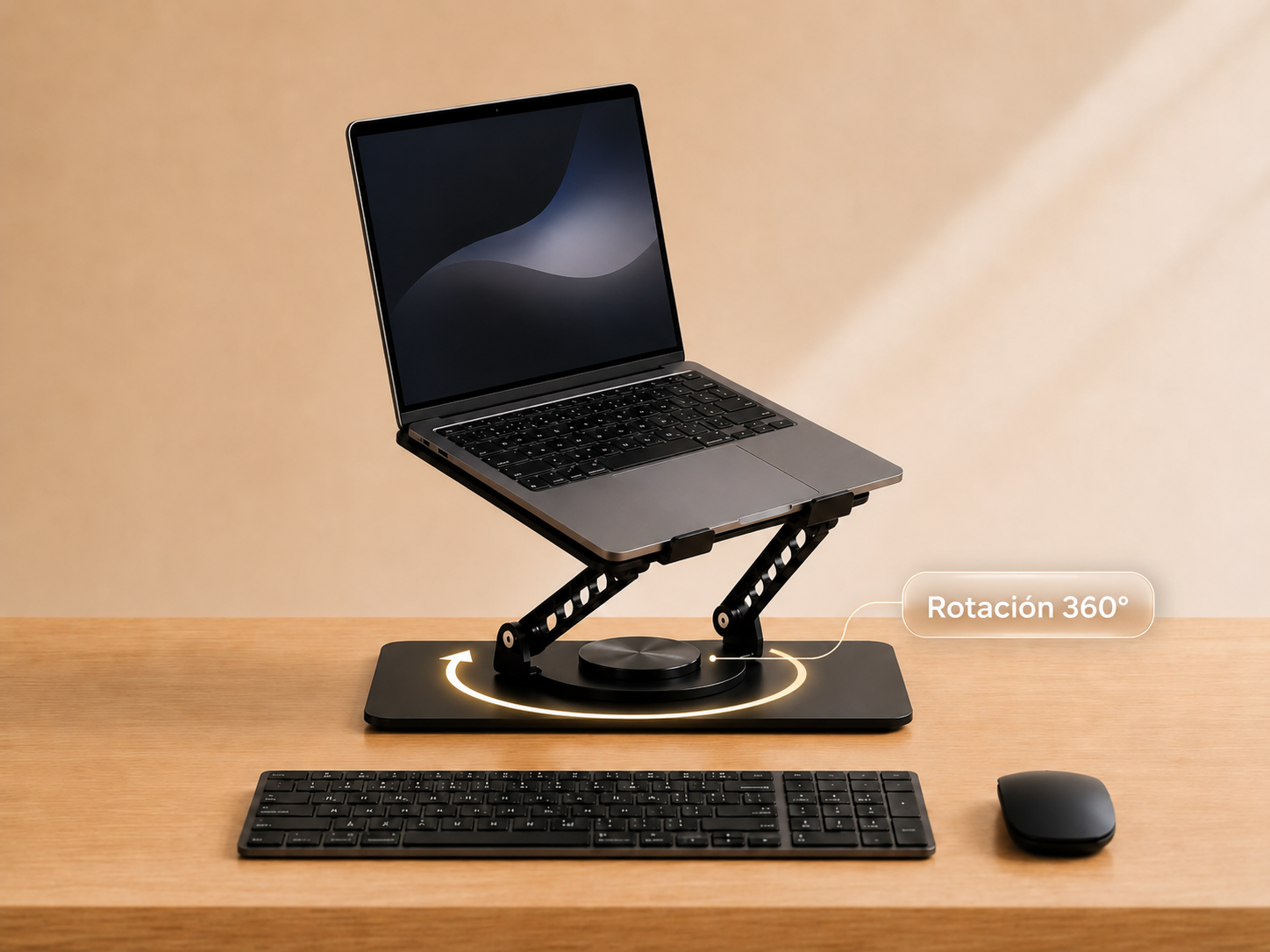 SpineUp Pro orientando la notebook mediante su base giratoria